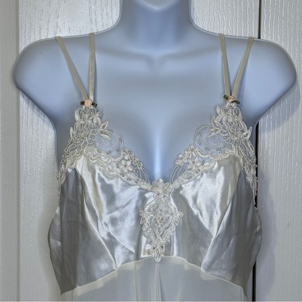 Vintage California Dynasty Elegant Ivory Cream Lace Chemise Applique Detail L - Picture 4 of 12